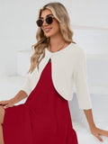 Chiclily Women's 3/4 Sleeve Cropped Cardigans Sweaters Lightweight Open Front Short Shrugs for Dresses