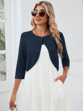 Chiclily Women's 3/4 Sleeve Cropped Cardigans Sweaters Lightweight Open Front Short Shrugs for Dresses