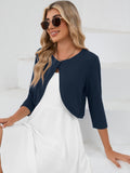 Chiclily Women's 3/4 Sleeve Cropped Cardigans Sweaters Lightweight Open Front Short Shrugs for Dresses