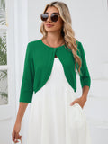 Chiclily Women's 3/4 Sleeve Cropped Cardigans Sweaters Lightweight Open Front Short Shrugs for Dresses
