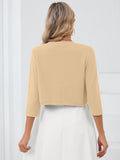 Chiclily Women's 3/4 Sleeve Cropped Cardigans Sweaters Lightweight Open Front Short Shrugs for Dresses