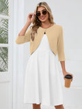 Chiclily Women's 3/4 Sleeve Cropped Cardigans Sweaters Lightweight Open Front Short Shrugs for Dresses