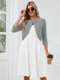 Chiclily Women's 3/4 Sleeve Cropped Cardigans Sweaters Lightweight Open Front Short Shrugs for Dresses
