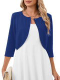 Chiclily Women's 3/4 Sleeve Cropped Cardigans Sweaters Lightweight Open Front Short Shrugs for Dresses