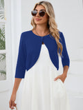 Chiclily Women's 3/4 Sleeve Cropped Cardigans Sweaters Lightweight Open Front Short Shrugs for Dresses