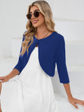 Chiclily Women's 3/4 Sleeve Cropped Cardigans Sweaters Lightweight Open Front Short Shrugs for Dresses