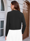 Chiclily Women's Long Sleeve Cropped Cardigans Sweaters Open Front Knit Short Shrugs for Dresses