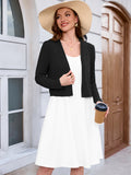 Chiclily Women's Long Sleeve Cropped Cardigans Sweaters Open Front Knit Short Shrugs for Dresses