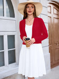 Chiclily Women's Long Sleeve Cropped Cardigans Sweaters Open Front Knit Short Shrugs for Dresses