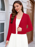 Chiclily Women's Long Sleeve Cropped Cardigans Sweaters Open Front Knit Short Shrugs for Dresses