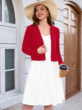 Chiclily Women's Long Sleeve Cropped Cardigans Sweaters Open Front Knit Short Shrugs for Dresses