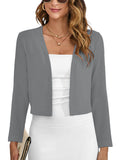 Chiclily Women's Long Sleeve Cropped Cardigans Sweaters Open Front Knit Short Shrugs for Dresses
