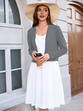 Chiclily Women's Long Sleeve Cropped Cardigans Sweaters Open Front Knit Short Shrugs for Dresses