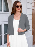 Chiclily Women's Long Sleeve Cropped Cardigans Sweaters Open Front Knit Short Shrugs for Dresses