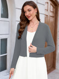 Chiclily Women's Long Sleeve Cropped Cardigans Sweaters Open Front Knit Short Shrugs for Dresses