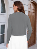 Chiclily Women's Long Sleeve Cropped Cardigans Sweaters Open Front Knit Short Shrugs for Dresses