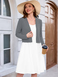Chiclily Women's Long Sleeve Cropped Cardigans Sweaters Open Front Knit Short Shrugs for Dresses