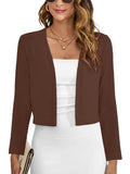 Chiclily Women's Long Sleeve Cropped Cardigans Sweaters Open Front Knit Short Shrugs for Dresses