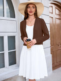 Chiclily Women's Long Sleeve Cropped Cardigans Sweaters Open Front Knit Short Shrugs for Dresses