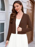 Chiclily Women's Long Sleeve Cropped Cardigans Sweaters Open Front Knit Short Shrugs for Dresses