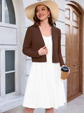 Chiclily Women's Long Sleeve Cropped Cardigans Sweaters Open Front Knit Short Shrugs for Dresses