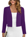 Chiclily Women's Long Sleeve Cropped Cardigans Sweaters Open Front Knit Short Shrugs for Dresses