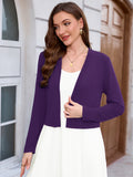 Chiclily Women's Long Sleeve Cropped Cardigans Sweaters Open Front Knit Short Shrugs for Dresses