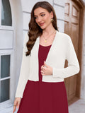 Chiclily Women's Long Sleeve Cropped Cardigans Sweaters Open Front Knit Short Shrugs for Dresses