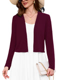 Chiclily Women's Long Sleeve Cropped Cardigans Sweaters Open Front Knit Short Shrugs for Dresses