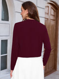 Chiclily Women's Long Sleeve Cropped Cardigans Sweaters Open Front Knit Short Shrugs for Dresses