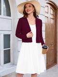 Chiclily Women's Long Sleeve Cropped Cardigans Sweaters Open Front Knit Short Shrugs for Dresses