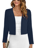 Chiclily Women's Long Sleeve Cropped Cardigans Sweaters Open Front Knit Short Shrugs for Dresses