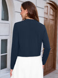 Chiclily Women's Long Sleeve Cropped Cardigans Sweaters Open Front Knit Short Shrugs for Dresses