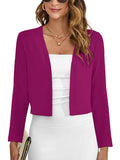 Chiclily Women's Long Sleeve Cropped Cardigans Sweaters Open Front Knit Short Shrugs for Dresses