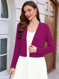 Chiclily Women's Long Sleeve Cropped Cardigans Sweaters Open Front Knit Short Shrugs for Dresses