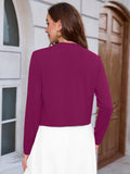 Chiclily Women's Long Sleeve Cropped Cardigans Sweaters Open Front Knit Short Shrugs for Dresses