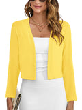 Chiclily Women's Long Sleeve Cropped Cardigans Sweaters Open Front Knit Short Shrugs for Dresses