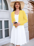 Chiclily Women's Long Sleeve Cropped Cardigans Sweaters Open Front Knit Short Shrugs for Dresses