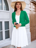 Chiclily Women's Long Sleeve Cropped Cardigans Sweaters Open Front Knit Short Shrugs for Dresses