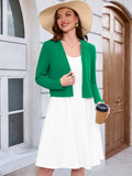 Chiclily Women's Long Sleeve Cropped Cardigans Sweaters Open Front Knit Short Shrugs for Dresses