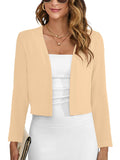 Chiclily Women's Long Sleeve Cropped Cardigans Sweaters Open Front Knit Short Shrugs for Dresses