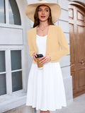 Chiclily Women's Long Sleeve Cropped Cardigans Sweaters Open Front Knit Short Shrugs for Dresses