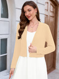 Chiclily Women's Long Sleeve Cropped Cardigans Sweaters Open Front Knit Short Shrugs for Dresses