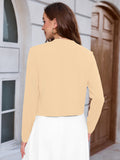 Chiclily Women's Long Sleeve Cropped Cardigans Sweaters Open Front Knit Short Shrugs for Dresses