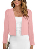 Chiclily Women's Long Sleeve Cropped Cardigans Sweaters Open Front Knit Short Shrugs for Dresses