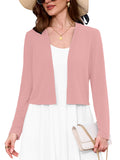 Chiclily Women's Long Sleeve Cropped Cardigans Sweaters Open Front Knit Short Shrugs for Dresses