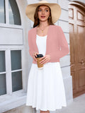 Chiclily Women's Long Sleeve Cropped Cardigans Sweaters Open Front Knit Short Shrugs for Dresses