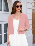 Chiclily Women's Long Sleeve Cropped Cardigans Sweaters Open Front Knit Short Shrugs for Dresses
