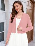 Chiclily Women's Long Sleeve Cropped Cardigans Sweaters Open Front Knit Short Shrugs for Dresses