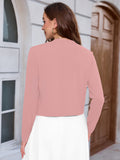 Chiclily Women's Long Sleeve Cropped Cardigans Sweaters Open Front Knit Short Shrugs for Dresses